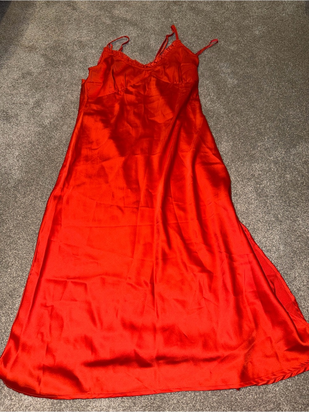 Red Satin Slip Dress Nightgown - Women Intimates